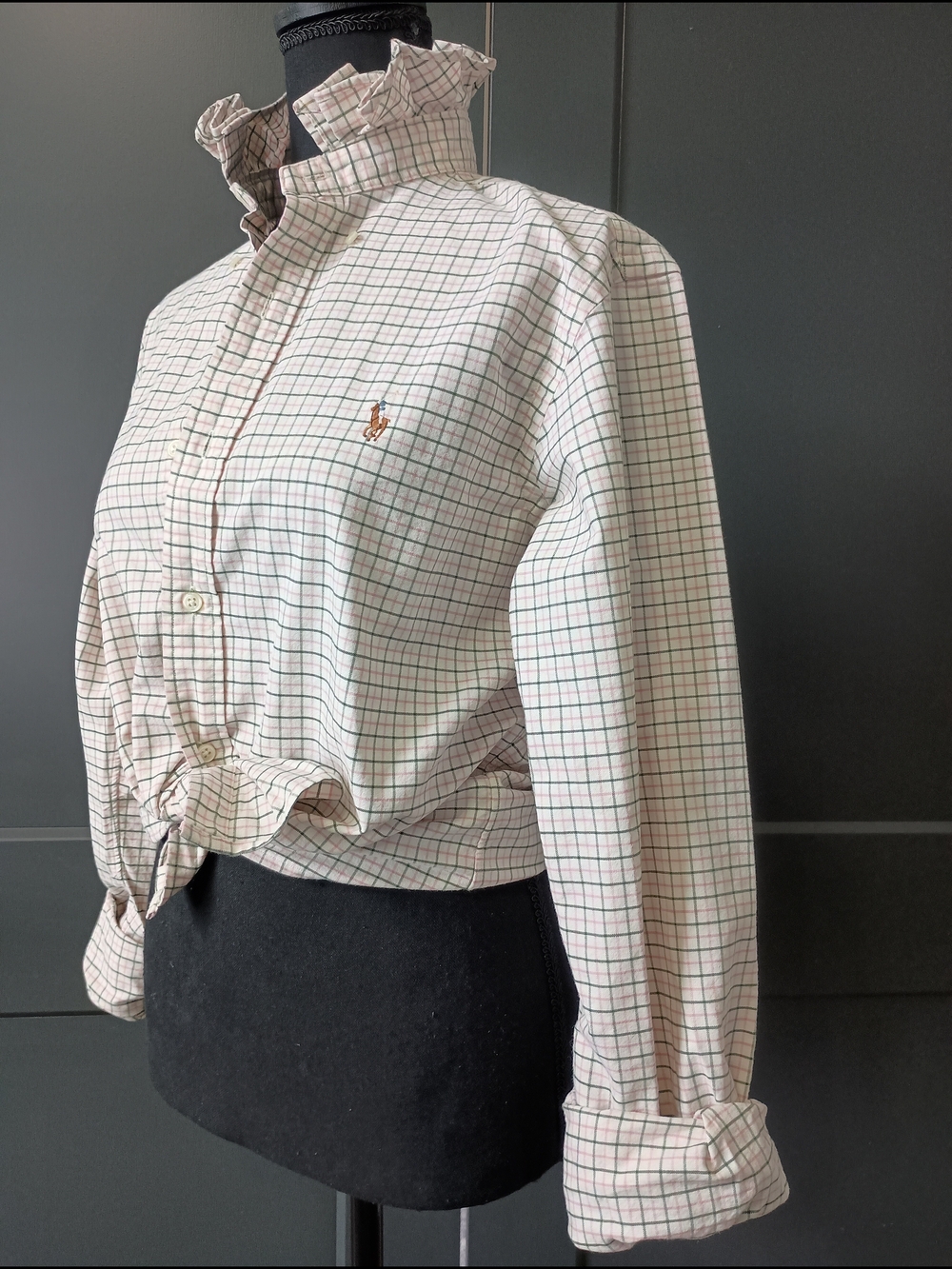 Upcycled Women's Ralph Lauren Ruffled Collar Shirt #061